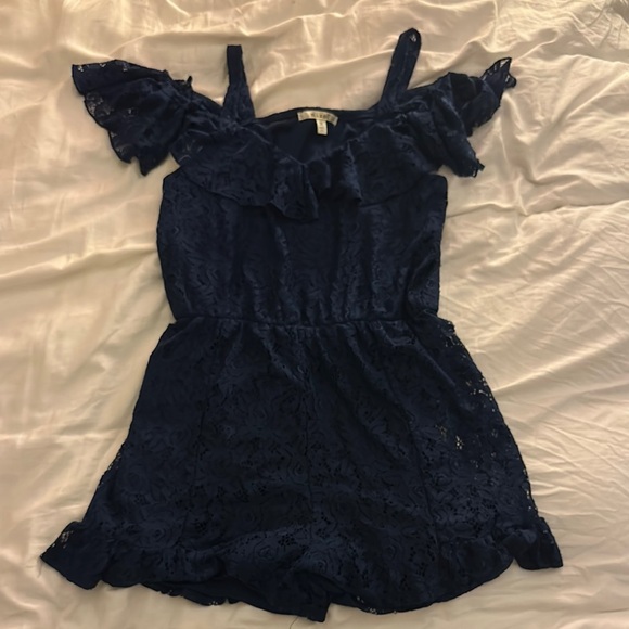 Miami Blue Ruffled Romper - Picture 1 of 3